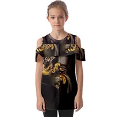 Fractal Mathematics Abstract Fold Over Open Sleeve Top by Amaryn4rt