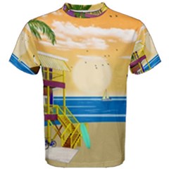 Vector Graphic Clipart Beach House Men s Cotton T-shirt by Sarkoni