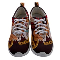 Christmas Santa Claus Dog Sled Women Athletic Shoes by Sarkoni