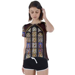 Stained Glass Window Old Antique Short Sleeve Open Back T-shirt by Sarkoni