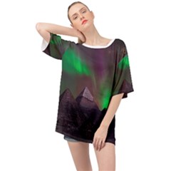 Fantasy Pyramid Mystic Space Aurora Oversized Chiffon Top by Grandong