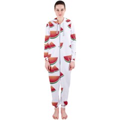 Summer Watermelon Pattern Hooded Jumpsuit (ladies) by Dutashop