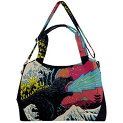 Retro Wave Kaiju Godzilla Japanese Pop Art Style Double Compartment Shoulder Bag by Modalart