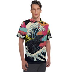 Retro Wave Kaiju Godzilla Japanese Pop Art Style Men s Polo T-shirt by Modalart