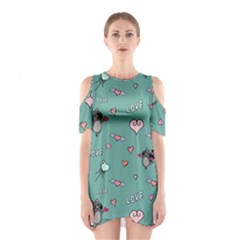 Raccoon Love Texture Seamless Shoulder Cutout One Piece Dress by Ravend