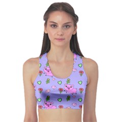 Flower Pink Pig Piggy Seamless Fitness Sports Bra by Ravend