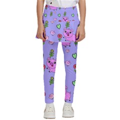 Flower Pink Pig Piggy Seamless Kids  Skirted Pants by Ravend