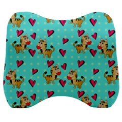 Cat Love Pattern Velour Head Support Cushion by Ravend