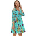 Cat Love Pattern Shoulder Cut Out Zip Up Dress View3