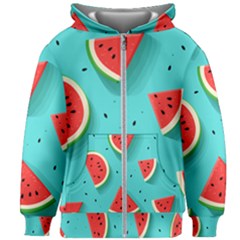 Watermelon Fruit Slice Kids  Zipper Hoodie Without Drawstring by Ravend