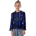 Illuminated Cityscape Against Blue Sky At Night Kids  Frill Detail T-Shirt View1