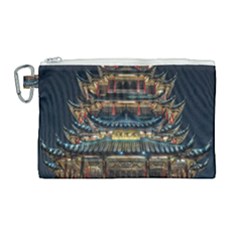 Blue Yellow And Green Lighted Pagoda Tower Canvas Cosmetic Bag (large) by Modalart