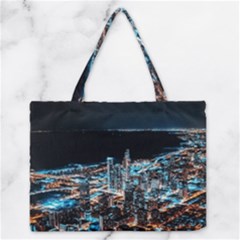 Aerial Photography Of Lighted High Rise Buildings Zipper Medium Tote Bag by Modalart