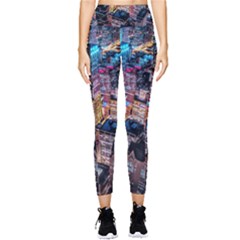 Aerial Photo Of Cityscape At Night Pocket Leggings  by Modalart