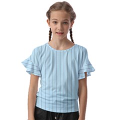 Stripes Striped Turquoise Kids  Cut Out Flutter Sleeves by Amaryn4rt