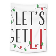 Let s Get Lit Christmas Jingle Bells Santa Claus Medium Tapestry by Ndabl3x