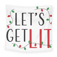 Let s Get Lit Christmas Jingle Bells Santa Claus Square Tapestry (large) by Ndabl3x