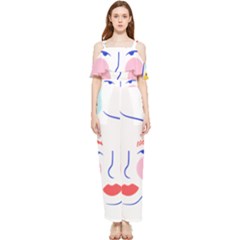 Art Womens Lovers Draped Sleeveless Chiffon Jumpsuit by Ndabl3x