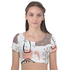 Abstract Art Design Pattern Velvet Short Sleeve Crop Top  by Ndabl3x