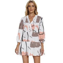 Abstract Art Design Pattern V-neck Placket Mini Dress by Ndabl3x