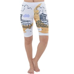 Poster Map Flag Lotus Boat Cropped Leggings  by Grandong