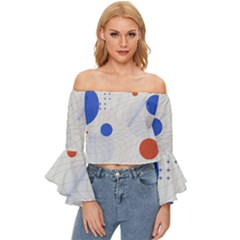 Computer Network Technology Digital Off Shoulder Flutter Bell Sleeve Top by Grandong