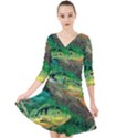 Peacock Bass Fishing Quarter Sleeve Front Wrap Dress View1