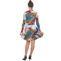 Birds Peacock Artistic Colorful Flower Painting Long Sleeve Panel Dress View2