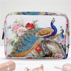 Birds Peacock Artistic Colorful Flower Painting Make Up Pouch (medium) by Sarkoni