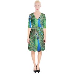 Peafowl Peacock Wrap Up Cocktail Dress by Sarkoni