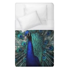 Blue And Green Peacock Duvet Cover (single Size) by Sarkoni