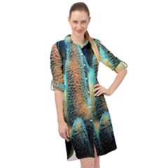 Photo Coral Great Scleractinia Long Sleeve Mini Shirt Dress by Pakjumat