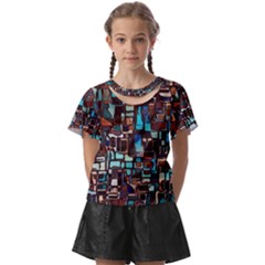 Stained Glass Mosaic Abstract Kids  Front Cut T-shirt by Sarkoni