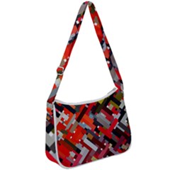 Maze Mazes Fabric Fabrics Color Zip Up Shoulder Bag by Sarkoni