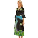 Kitten Black Furry Illustration Midsummer Wrap Dress View2