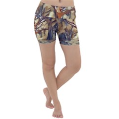 Tree Forest Woods Nature Landscape Lightweight Velour Yoga Shorts by Sarkoni