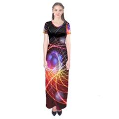 Physics Quantum Physics Particles Short Sleeve Maxi Dress by Sarkoni