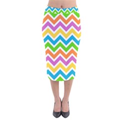 Chevron Pattern Design Texture Velvet Midi Pencil Skirt by Apen