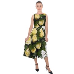 Bouquet Flowers Roses Decoration Midi Tie-back Chiffon Dress by Amaryn4rt