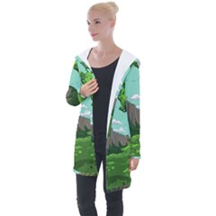 Adventure Time Cartoon Green Color Nature  Sky Longline Hooded Cardigan by Sarkoni