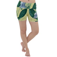 Botanical Plants Green Lightweight Velour Yoga Shorts by Sarkoni