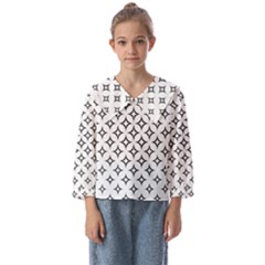 Star Curved Pattern Monochrome Kids  Sailor Shirt by Pakjumat