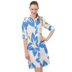 Hibiscus Wallpaper Flowers Floral Long Sleeve Mini Shirt Dress by Pakjumat