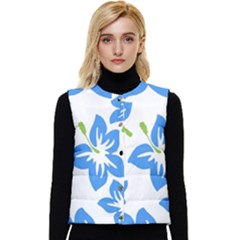 Hibiscus Wallpaper Flowers Floral Women s Button Up Puffer Vest by Pakjumat