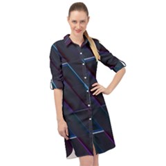 Glass Scifi Violet Ultraviolet Long Sleeve Mini Shirt Dress by Pakjumat