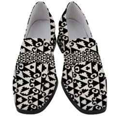 Geometric Tile Background Women s Chunky Heel Loafers by Apen