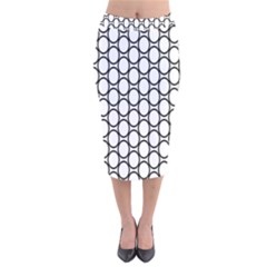 Black Pattern Halftone Wallpaper Velvet Midi Pencil Skirt by Apen