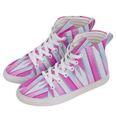 Geometric 3d Design Pattern Pink Men s Hi-top Skate Sneakers by Apen