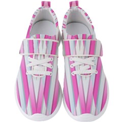 Geometric 3d Design Pattern Pink Men s Velcro Strap Shoes by Apen