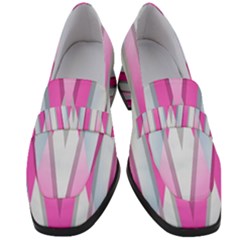 Geometric 3d Design Pattern Pink Women s Chunky Heel Loafers by Apen